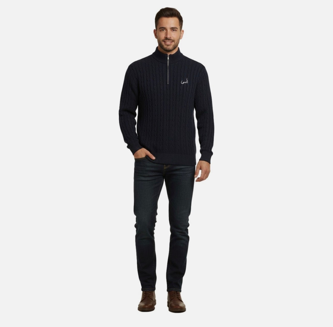 Alpine Cable-Knit Quarter-Zip Jumper