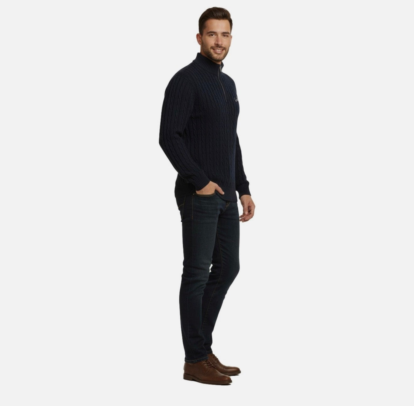 Alpine Cable-Knit Quarter-Zip Jumper – ANSI LONDON